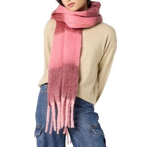 The Drop Amazon Gemma Gemma Oversized Color Block Blanket Scarf Pink